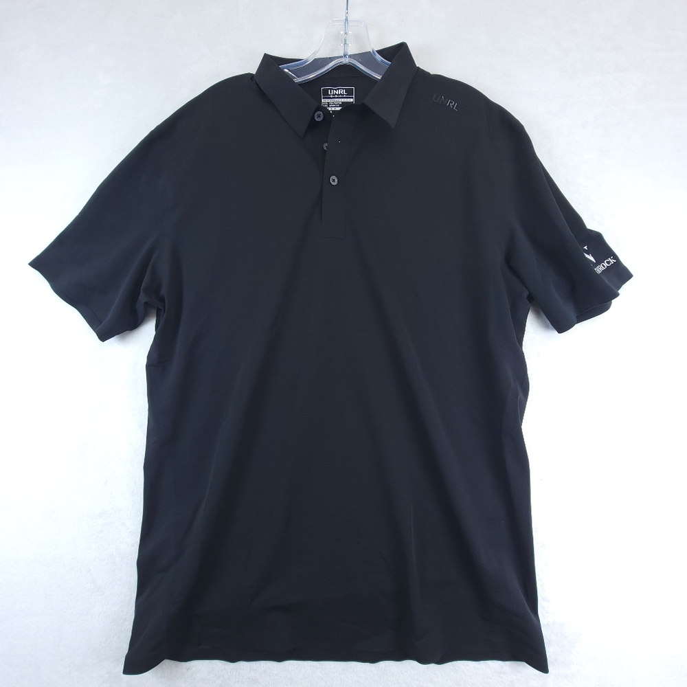 UNRL Polo Shirt Mens Large Performance Pique Stretch Athletic Golf Logo